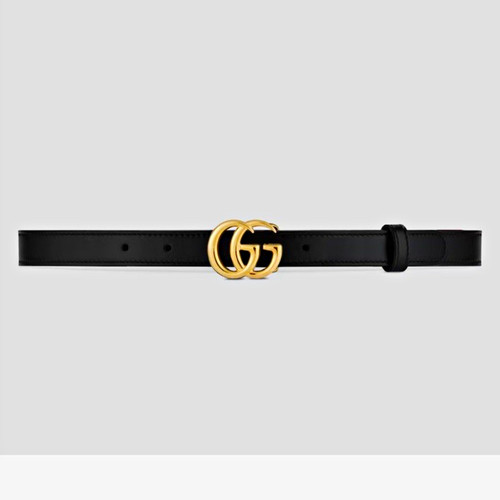 Gucci black leather belt gold - belt,